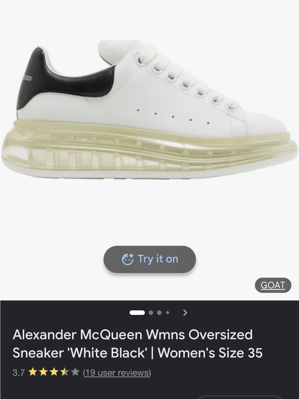 Alexander McQueen White Leather Sneakers with Black Heel and Yellow Sole - Picture 7 of 7